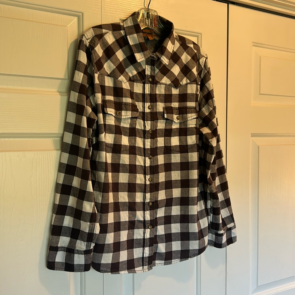 Plaid snap button shirt